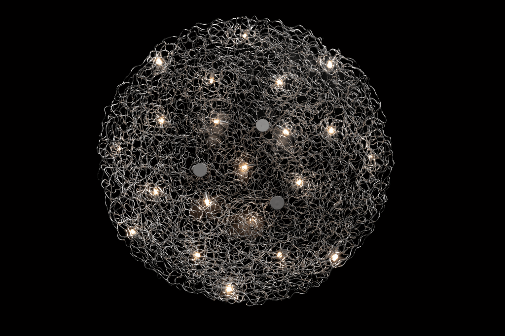 Crystal Waters Ceiling Lamp Round with spherical design and intricate metal mesh lighting