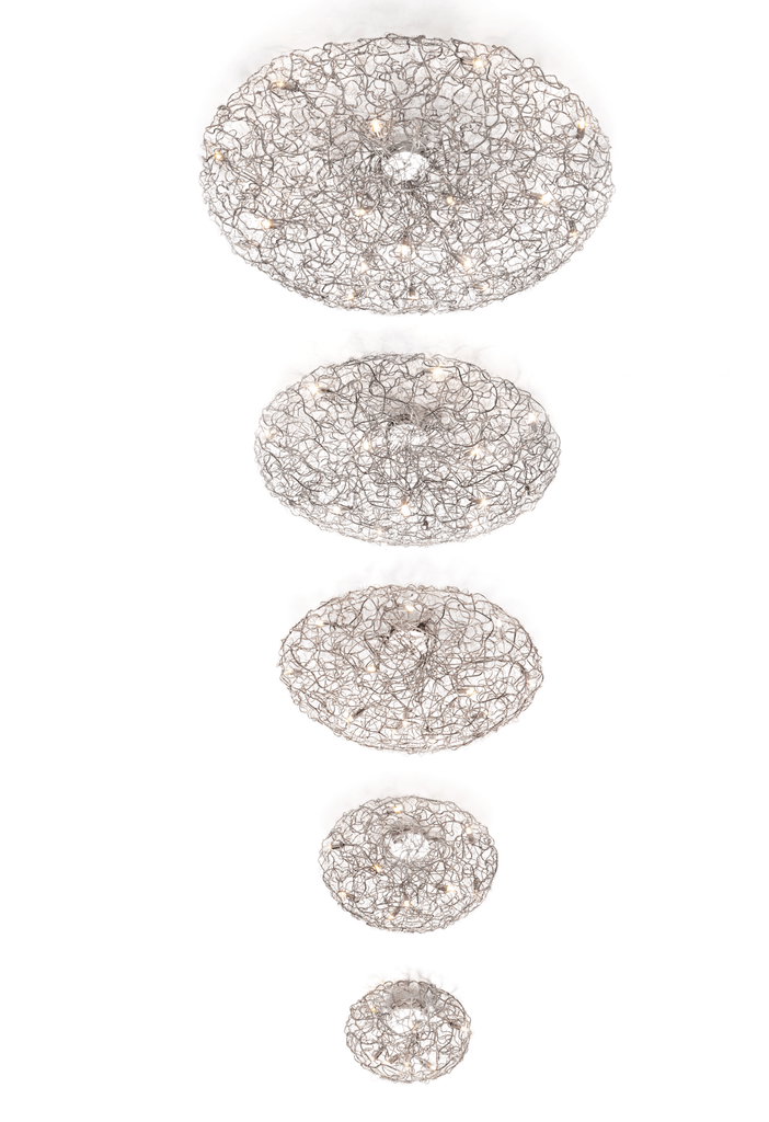 Silver-colored oval woven metal scrubbers for Crystal Waters Ceiling Lamp Round decor