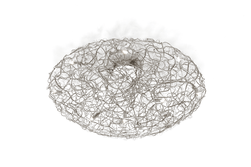 Decorative modern silver wire mesh Crystal Waters Ceiling Lamp Round for stylish lighting