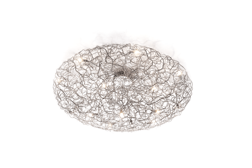 Crystal Waters Ceiling Lamp Round with tangled wire mesh design and multiple light sources