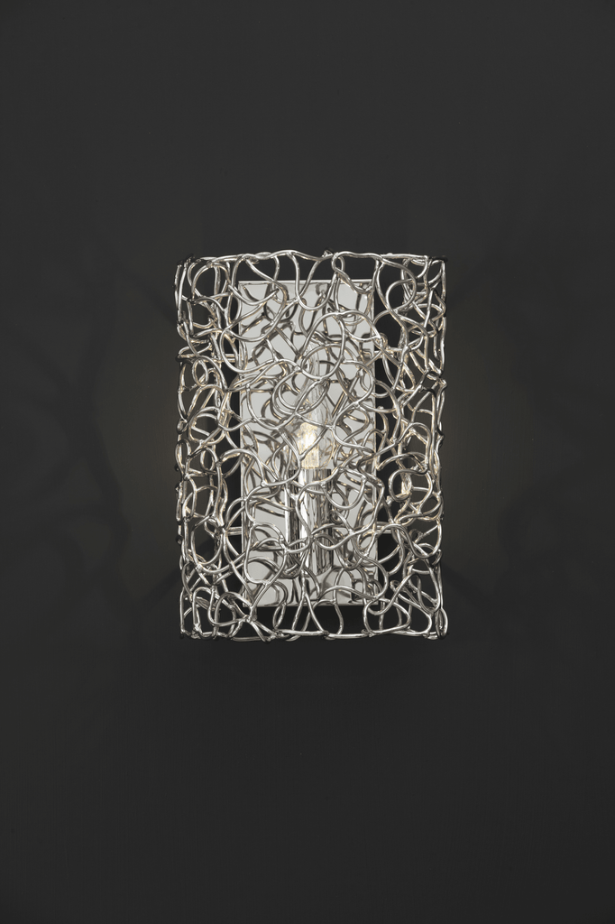 Crystal Waters Wall Lamp with modern chrome-plated tangled wire mesh shade