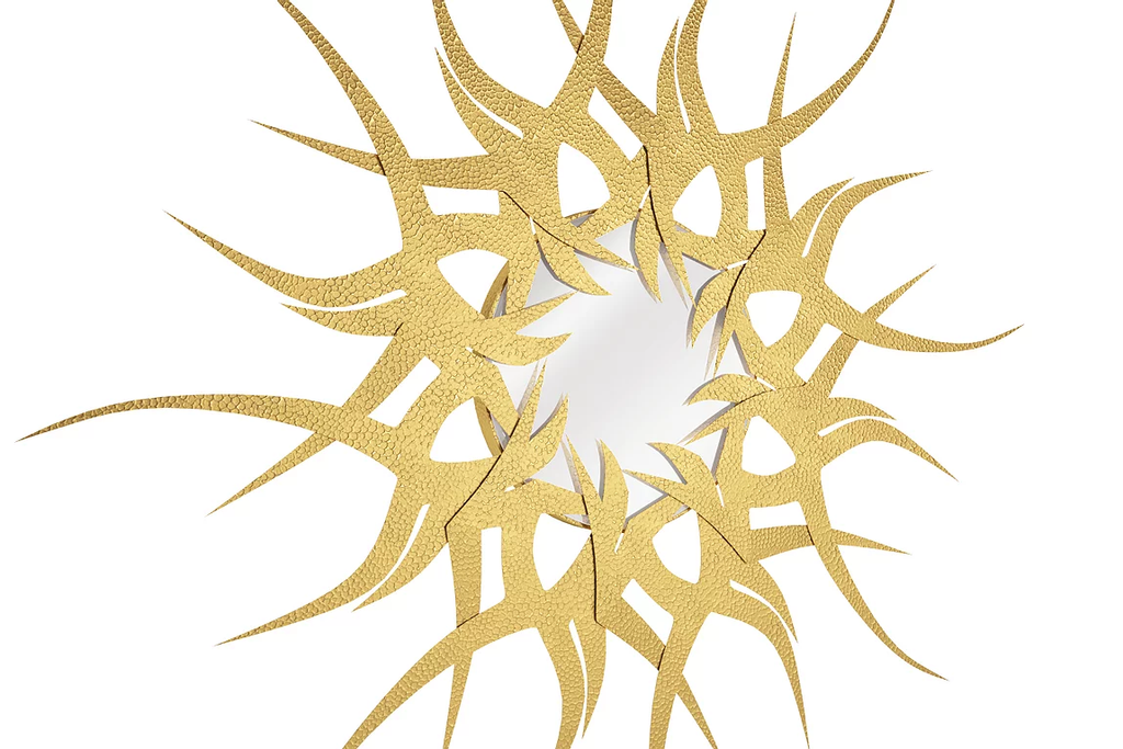 Del Sole Mirror decorative gold-colored circular piece with sharp spikes for elegant decor