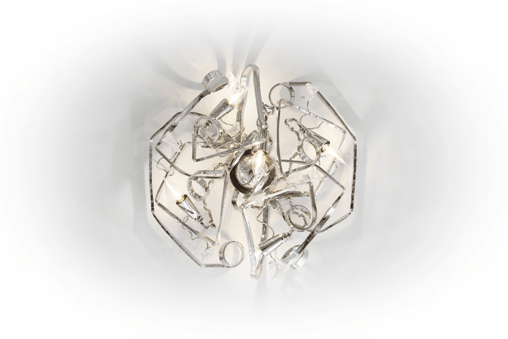 Modern Delphinium Ceiling Lamp Round with abstract silver-toned wall-mounted design