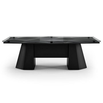 diamond deluxe office desk, modern office desk, glass desk, black desk, lacquered wood desk, clear glass top, black lacquered wood base