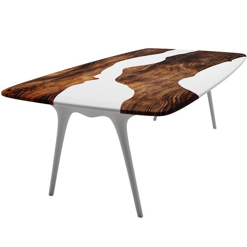 White Elysion Walnut Wood River Dining Table - ARDITI COLLECTION®