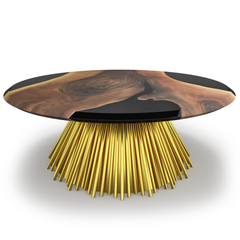 Eskulape Walnut Wood Round Coffee Table