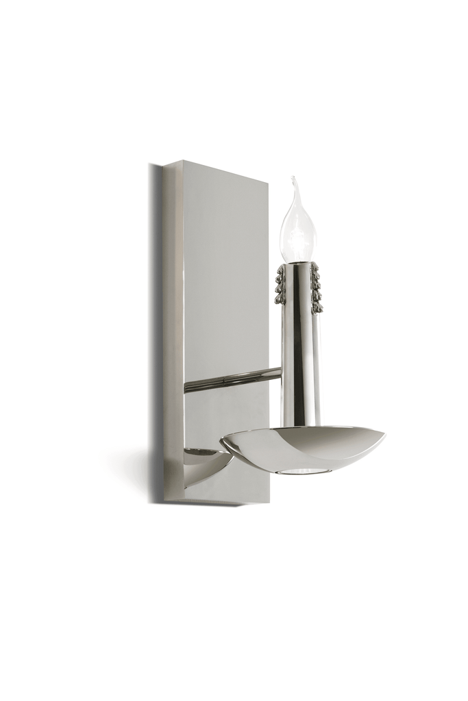 Polished chrome Floating Candles Wall Lamp with flickering candle-style LED bulb