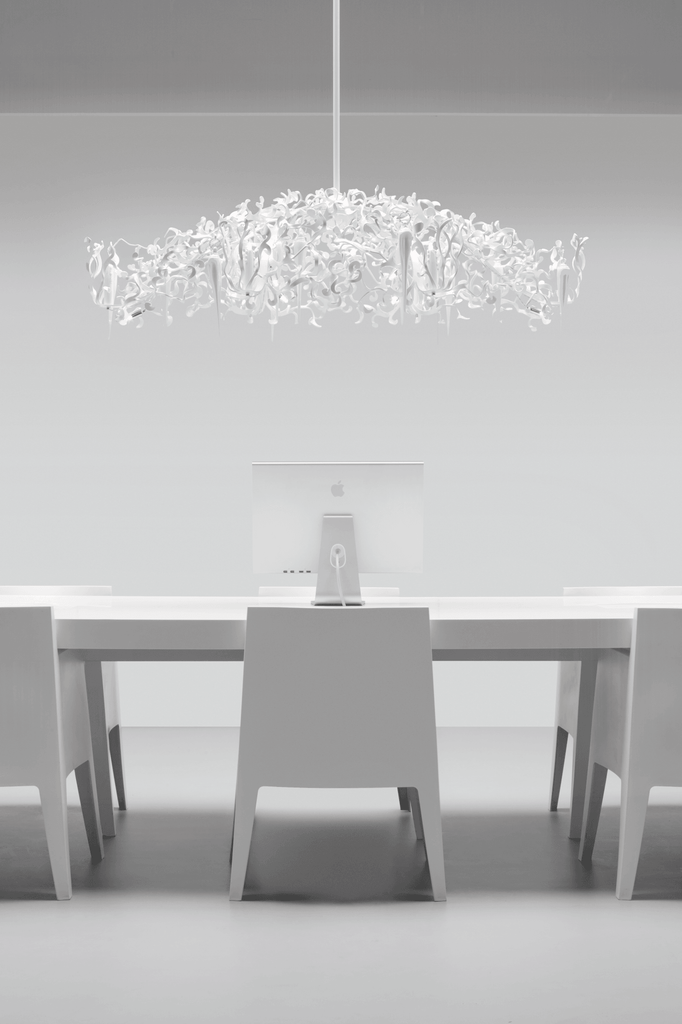 Modern white sculptural Flower Power Chandelier Oval for stylish home decor