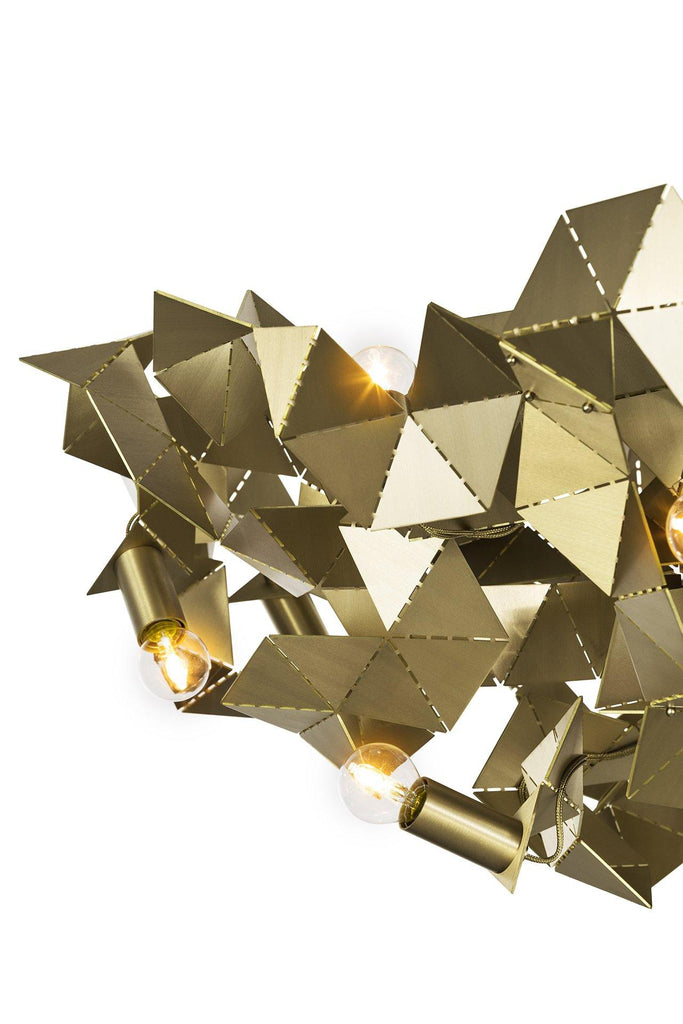 Modern geometric brass Fractal Chandelier Round with exposed bulbs for stylish lighting