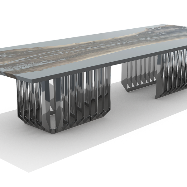 Gray Mysteria Bleached Walnut Wood Dining Table
