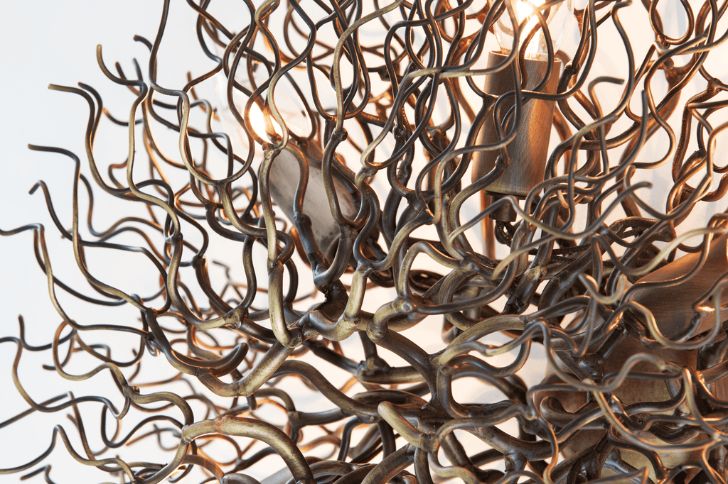 Tangled abstract metal Hollywood Ceiling Lamp with exposed bulbs for stylish ceiling lighting