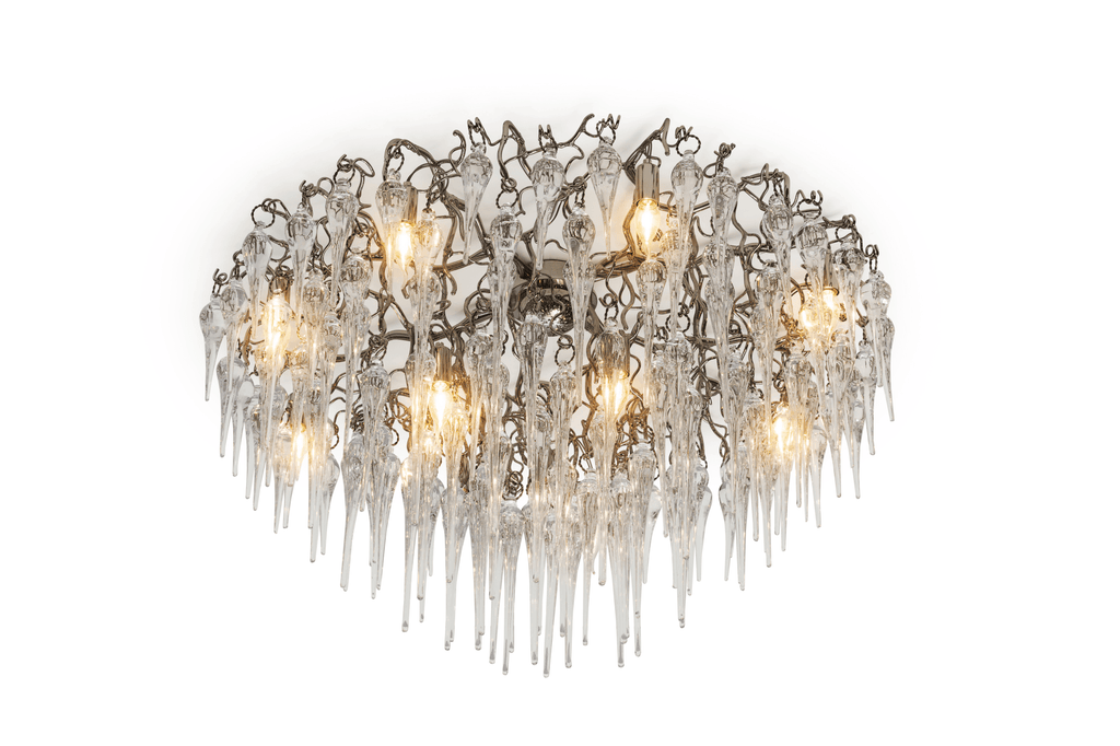 Hollywood Icicles Ceiling Lamp with glass icicle pendants and intricate metal frame