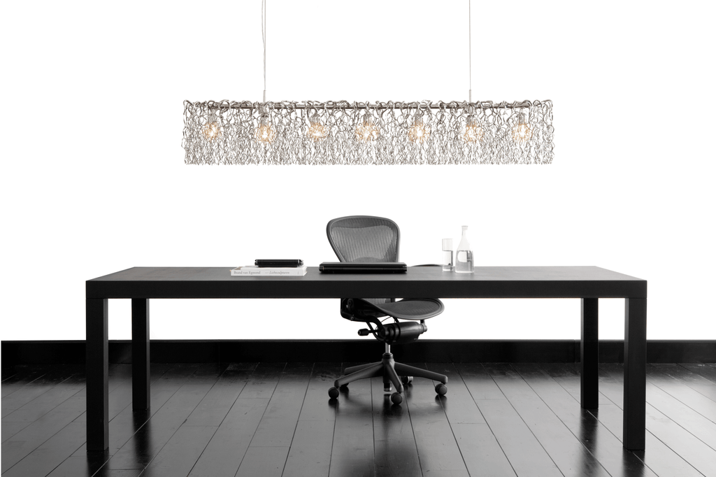 Hollywood Long Hanging crystal chandelier with multiple light bulbs, stylish long hanging lamp