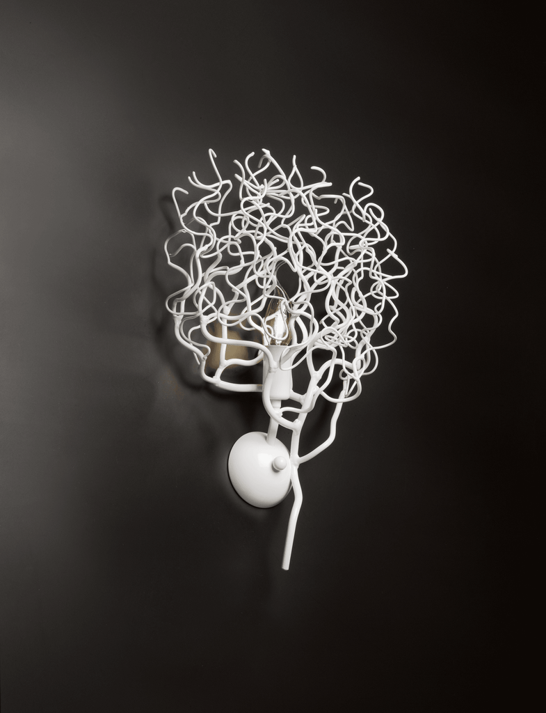Hollywood Wall Lamp with sculptural white wall sconce and branch-like metalwork
