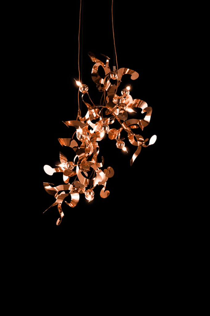 Decorative Copper Kelp Element Hanging Lamp with Leaf-Like Design for Modern Interiors