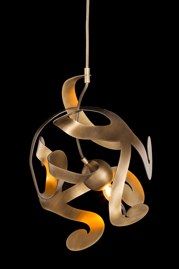 Abstract brass and metal pendant light from Kelp Element Hanging Lamp collection