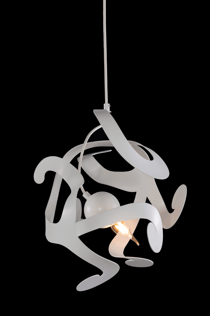 Modern white Kelp Element Hanging Lamp with sculptural abstract design