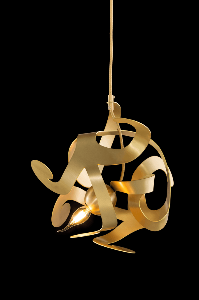 Brass Kelp Element Hanging Lamp with abstract sculptural design for modern decor