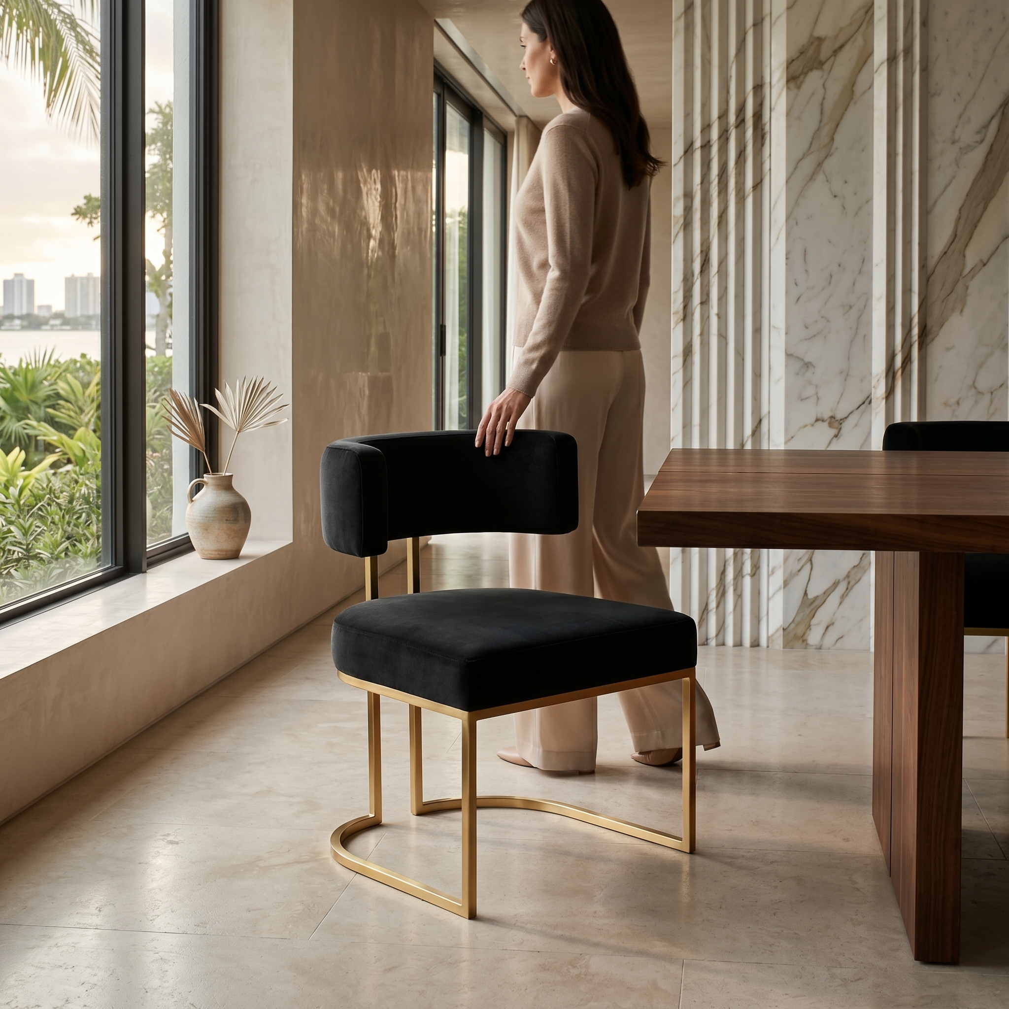 Matera Slim Dining Chair in Black