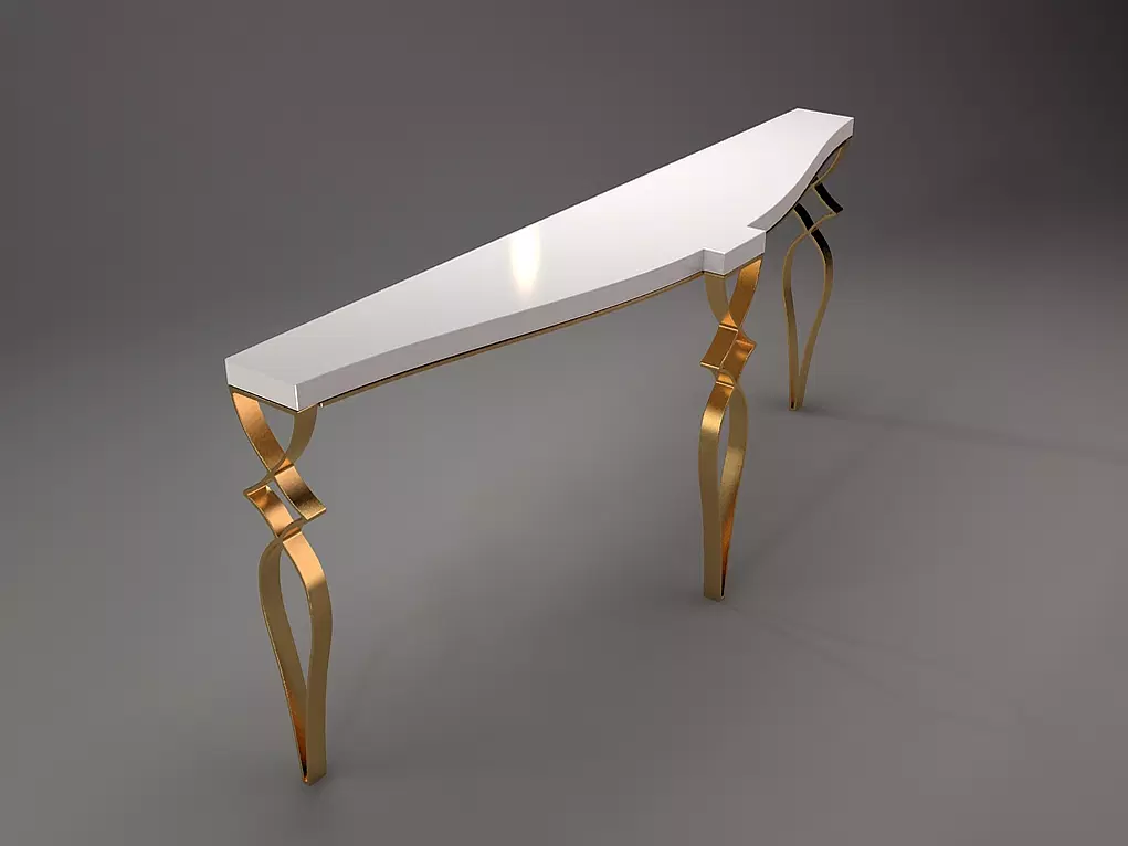 La Tour Console narrow white console table with ornate gold legs for elegant home decor