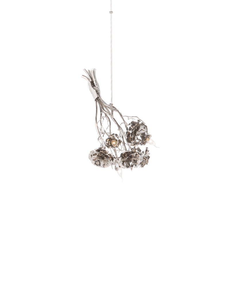 La Vie En Rosa Hanging Lamp Bouquet featuring modern chandelier with organic metal shades
