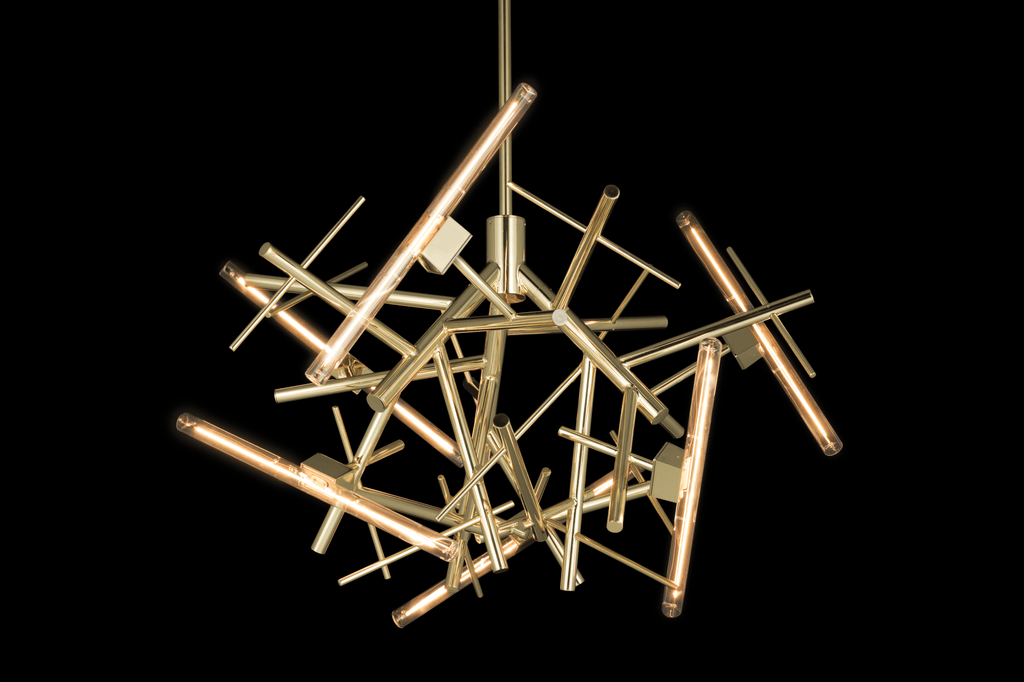 Modern Brass Linea Chandelier with Exposed Tubular Edison Bulbs for Elegant Lighting