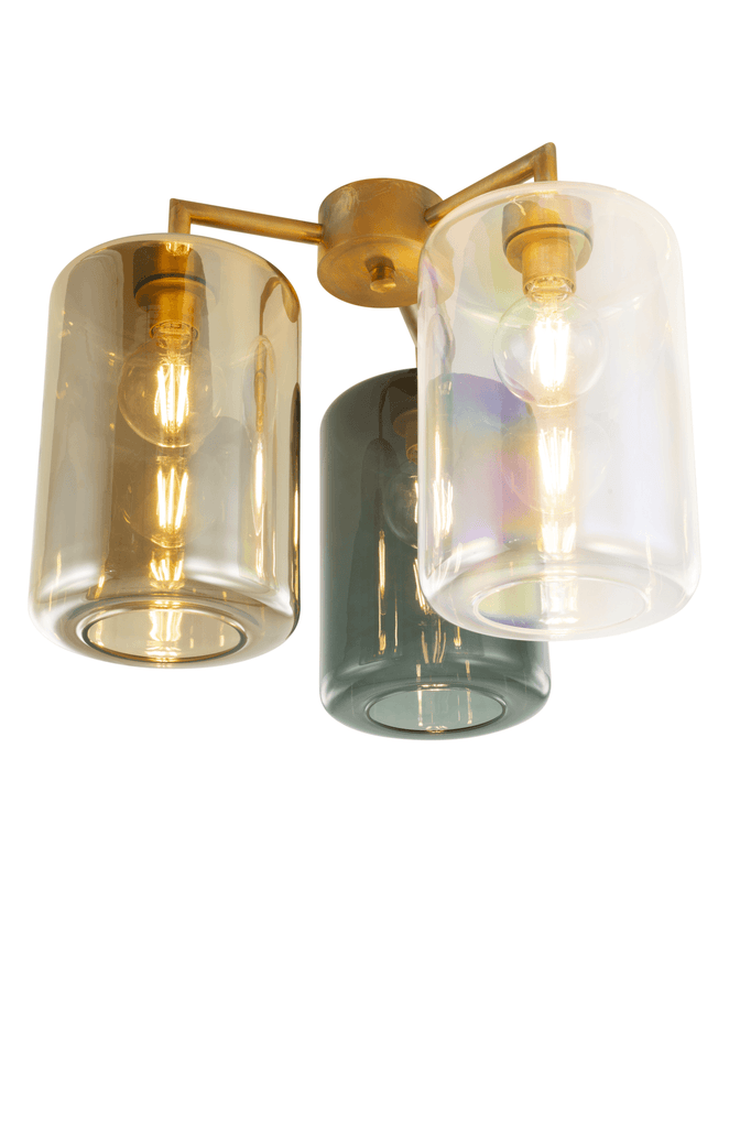 Louise Ceiling Lamp with three-light chandelier featuring clear and amber glass shades