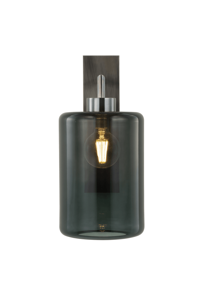 Louise Wall Lamp with dark gray cylindrical glass shade and Edison bulb for stylish wall lighting