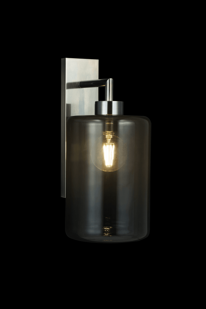 Louise Wall Lamp modern wall sconce with brushed nickel finish and smoked glass shade