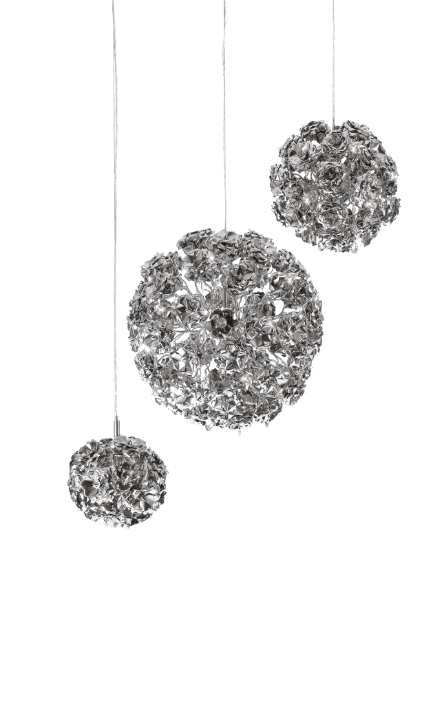 Love You Love You Not hanging lamp with three dangling spherical pendant lights