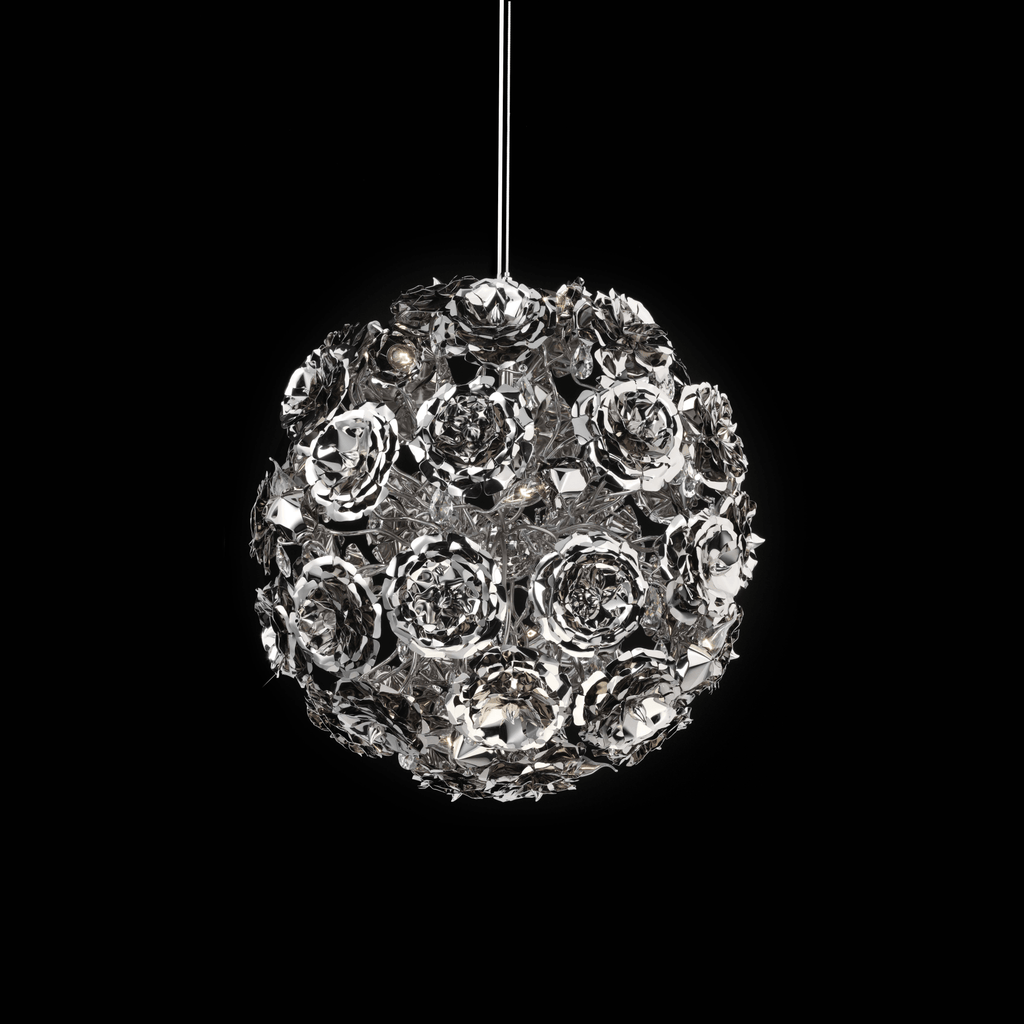Love You Love You Not Hanging Lamp with spherical metallic rose-shaped pendant light