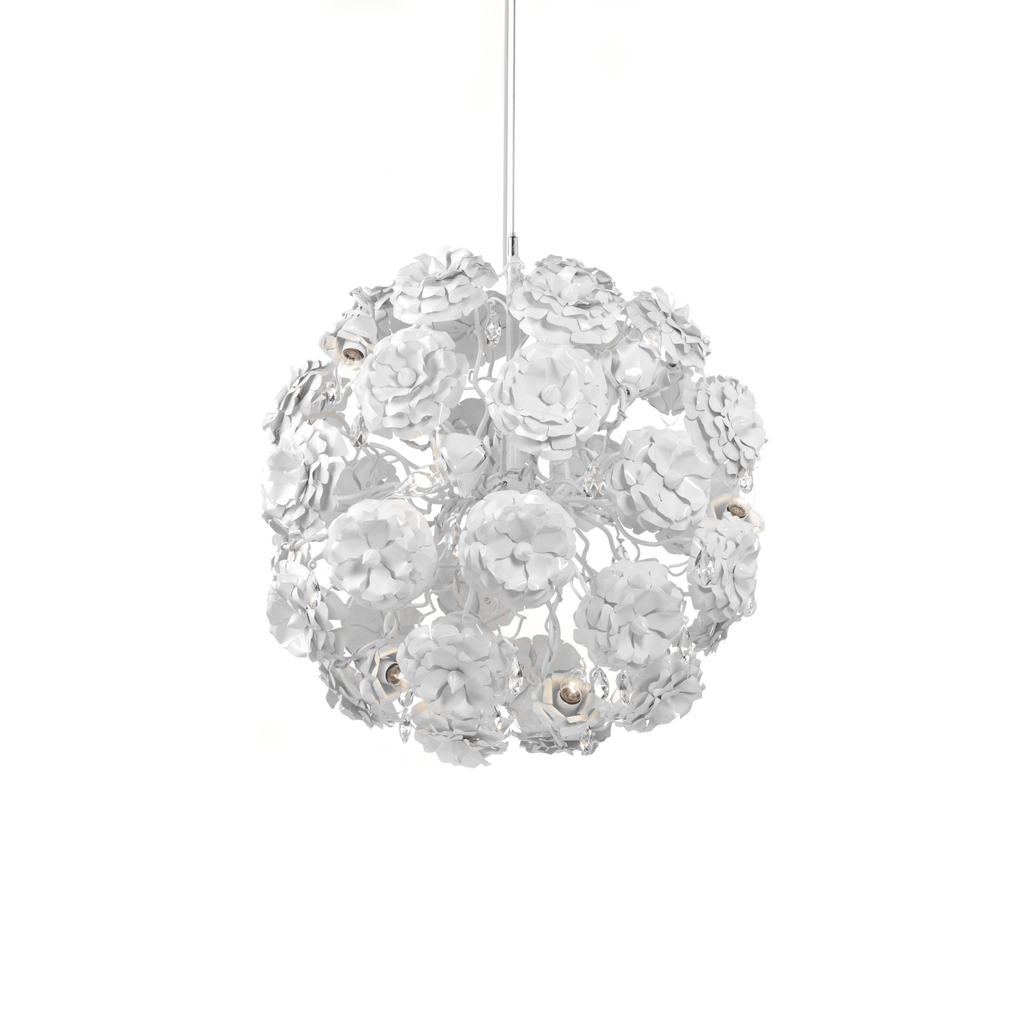 White floral-motif spherical pendant hanging lamp from Love You Love You Not collection