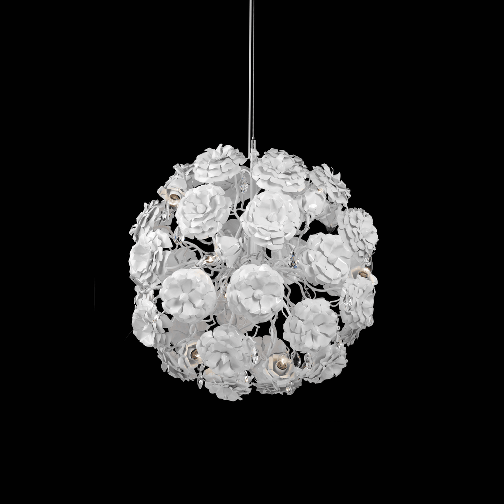 White floral chandelier hanging lamp with multiple lights for elegant home decor