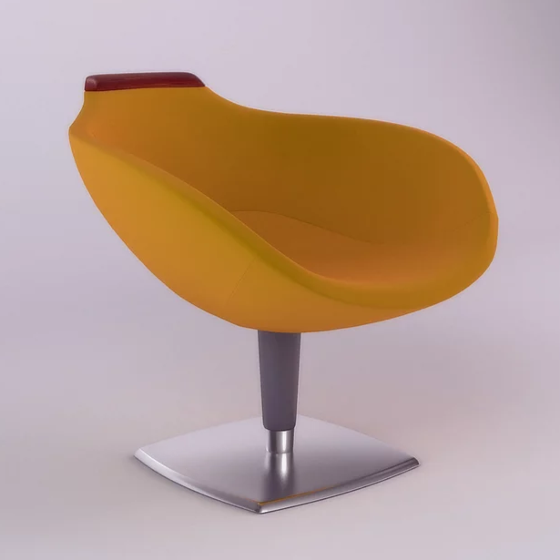 Lusso Modern Swivel Chair with yellow seat and square metal base for stylish comfort