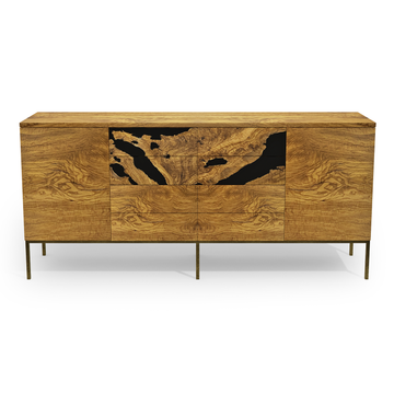 lykomedes olive wood credenza, olive wood credenza, jet black resin credenza, steel credenza, antique bronze credenza, luxury credenza, modern credenza, contemporary credenza