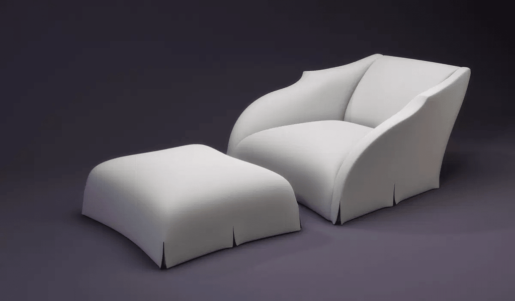 Mercer Chair white upholstered armchair with matching ottoman for stylish comfort