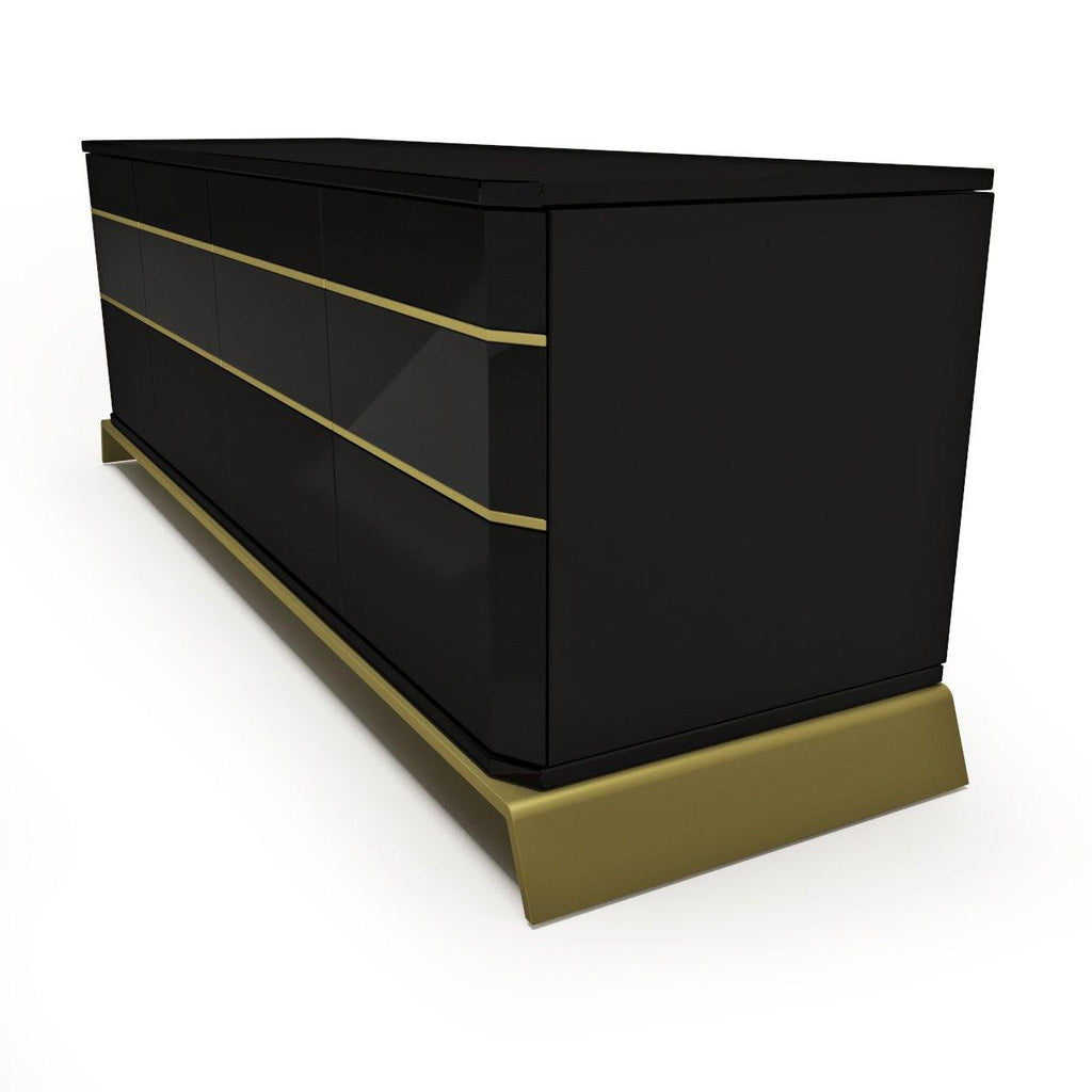 Black and gold modern minimalist chest of drawers from Modern River Credenza collection