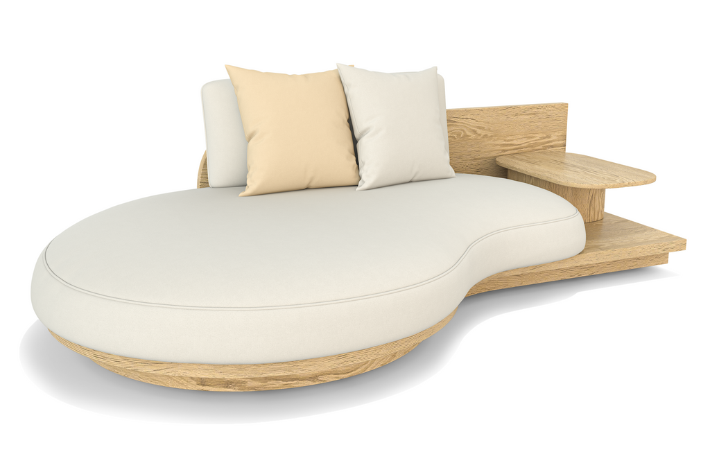 Modern light-colored kidney-shaped outdoor daybed from Alkandros Sectional Outdoor Set in Arditi Collection®