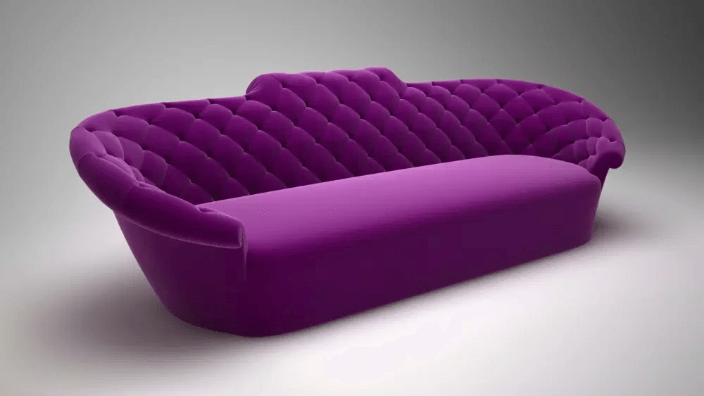 Purple velvet tufted sofa from Palermo Sofa collection for elegant living rooms