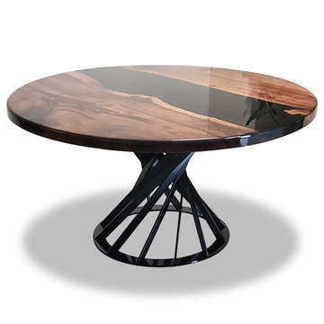 Panaro Walnut Wood Round Black River Dining Table - ARDITI COLLECTION®