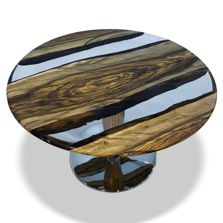 Phaloe Walnut Wood Double River Round Coffee Table