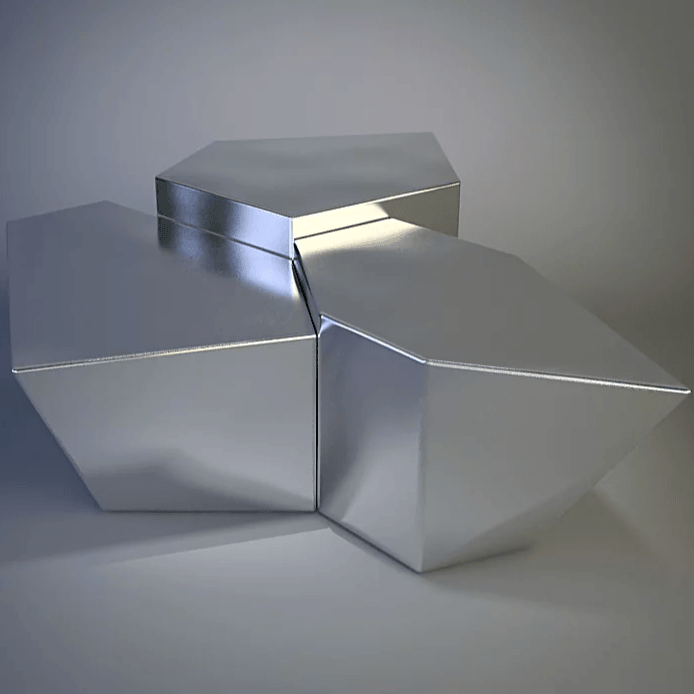 Silver metallic geometric modules on Quarry Cocktail Table for modern living spaces