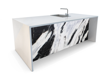 Black Horse Marble Waterfall Kitchen Island - ARDITI COLLECTION®