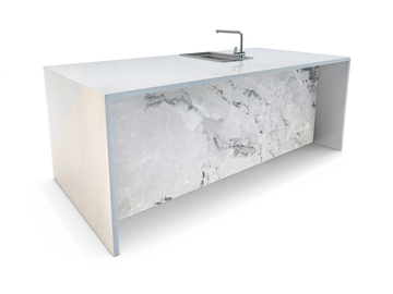 Cosenza Grey Marble Waterfall Kitchen Island - ARDITI COLLECTION®