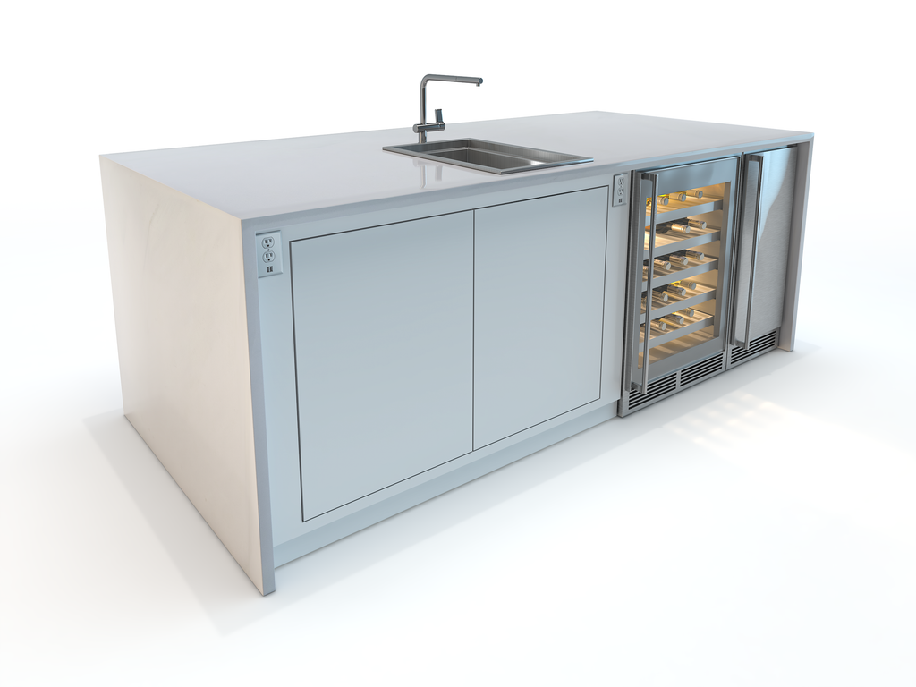 Blue Onyx Stone Waterfall Kitchen Island - ARDITI COLLECTION®