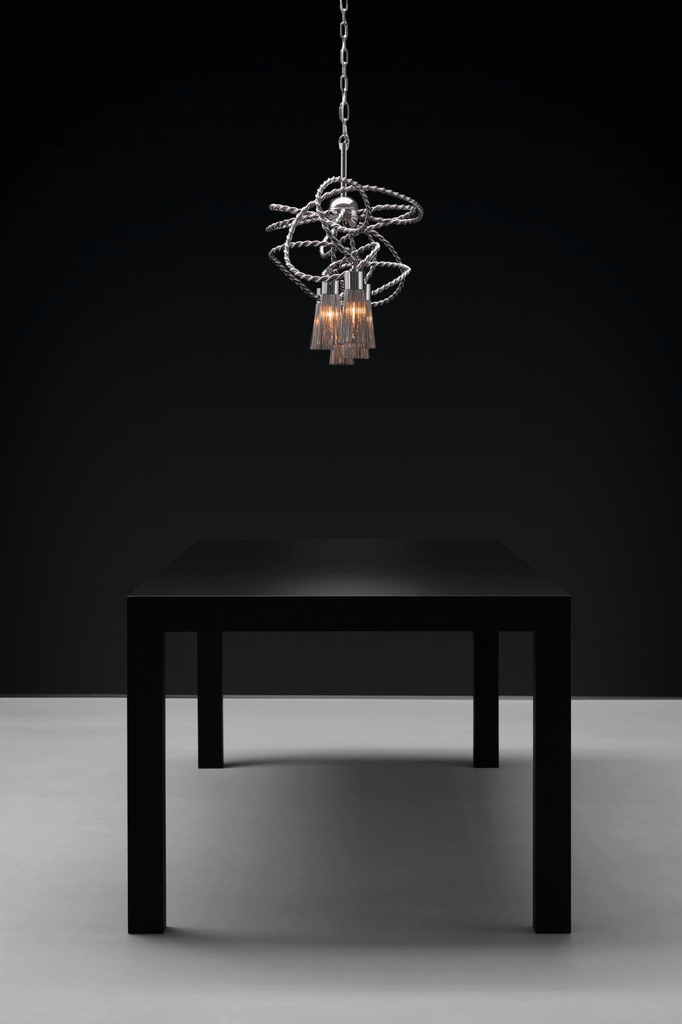 Ornate chrome chandelier with cascading crystal tassels from Sultans Of Swing Hanging Lamp