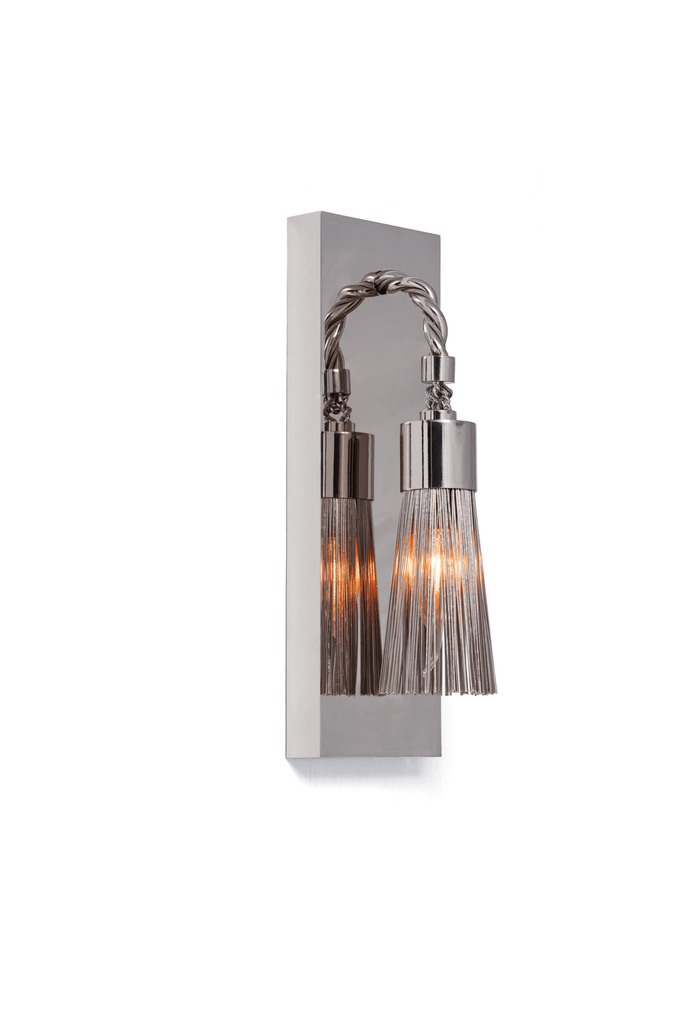 Modern Sultans Of Swing Wall Lamp with dual illuminated textured glass shades