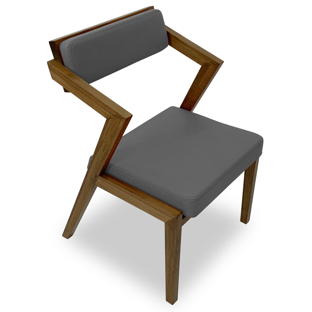 Vernazza Dining Chair with wooden frame and gray upholstered seat and backrest