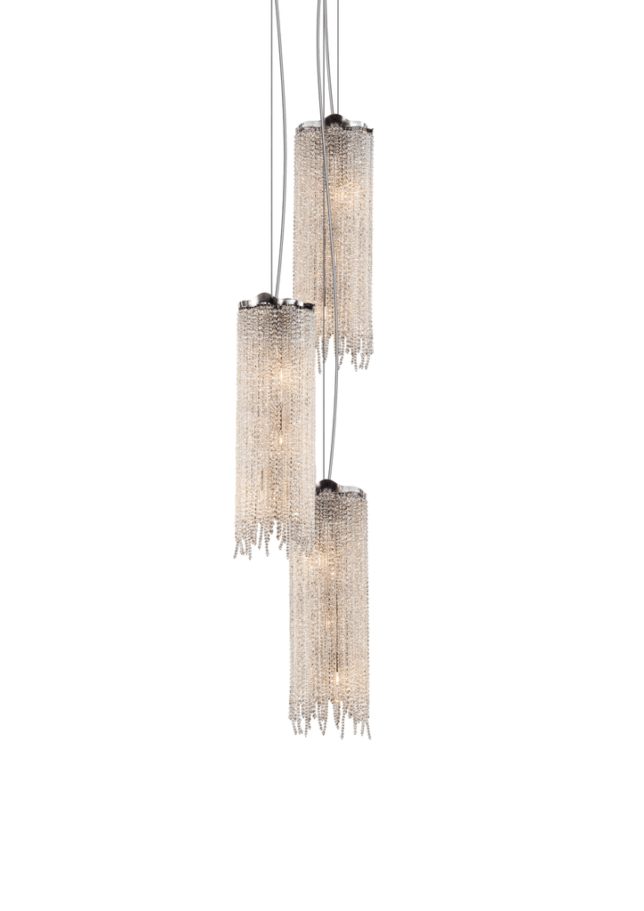 Victoria Hanging Lamp featuring a multi-light pendant chandelier with cascading metal chain shades
