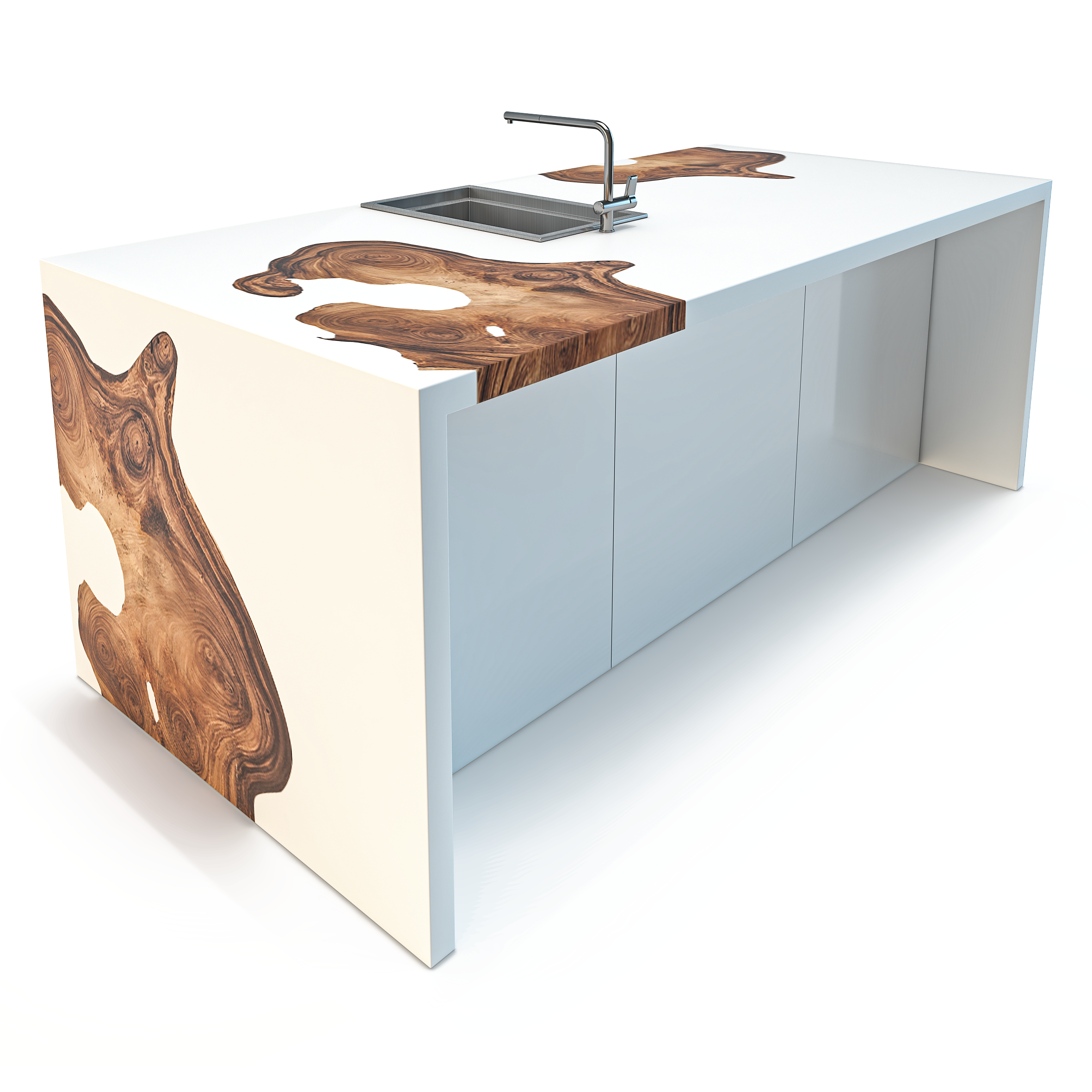 Wood & Resin Waterfall Kitchen Island